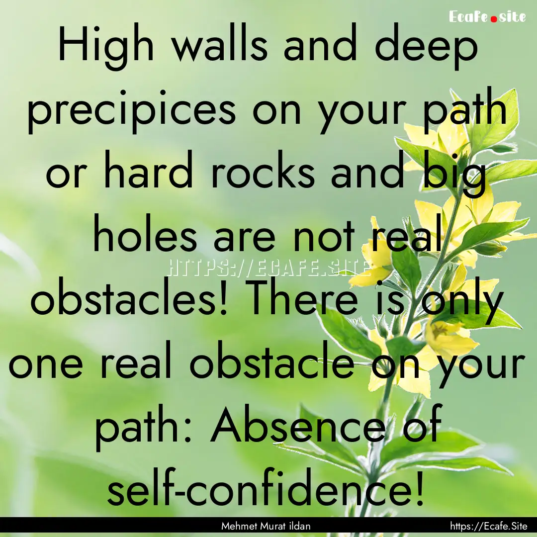 High walls and deep precipices on your path.... : Quote by Mehmet Murat ildan