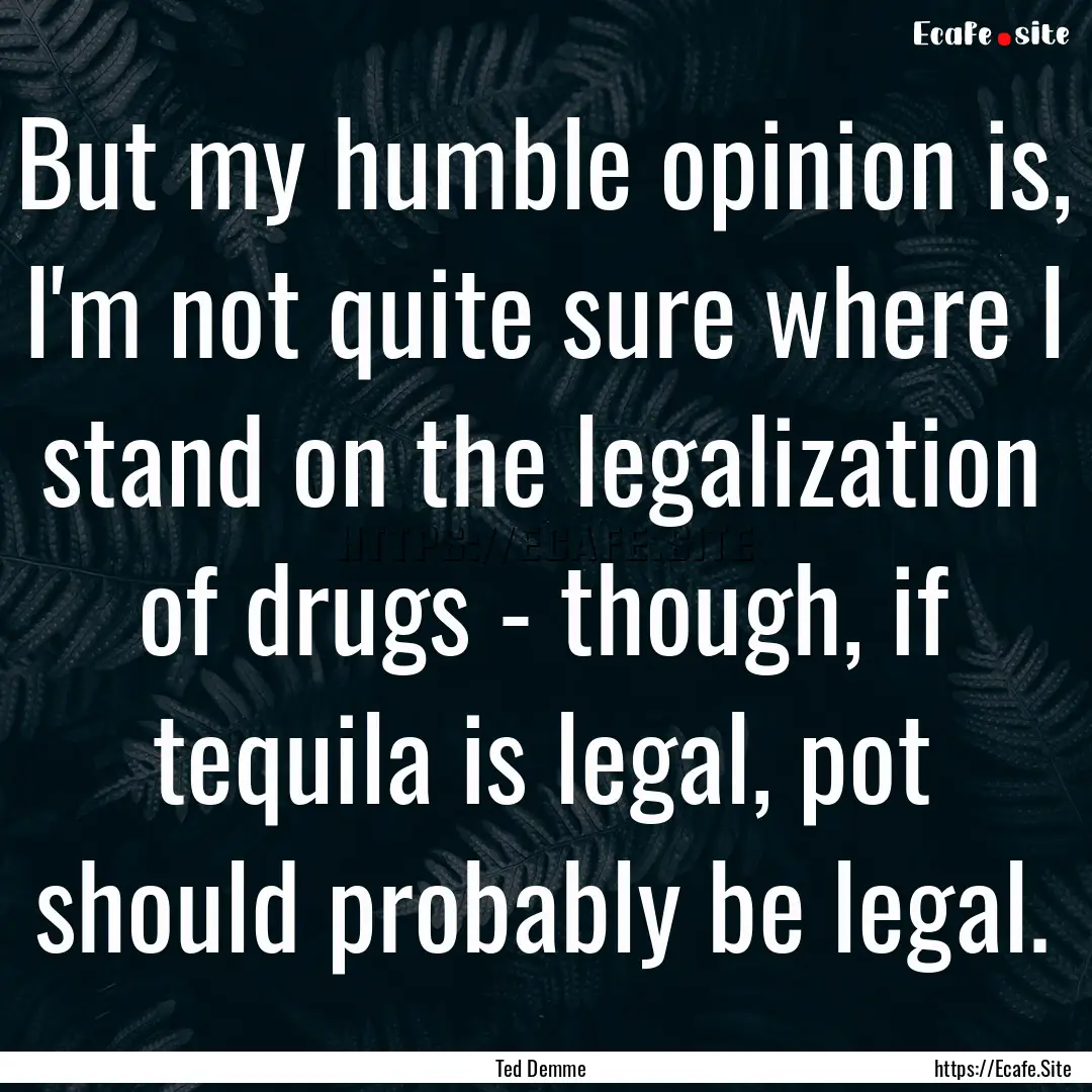 But my humble opinion is, I'm not quite sure.... : Quote by Ted Demme