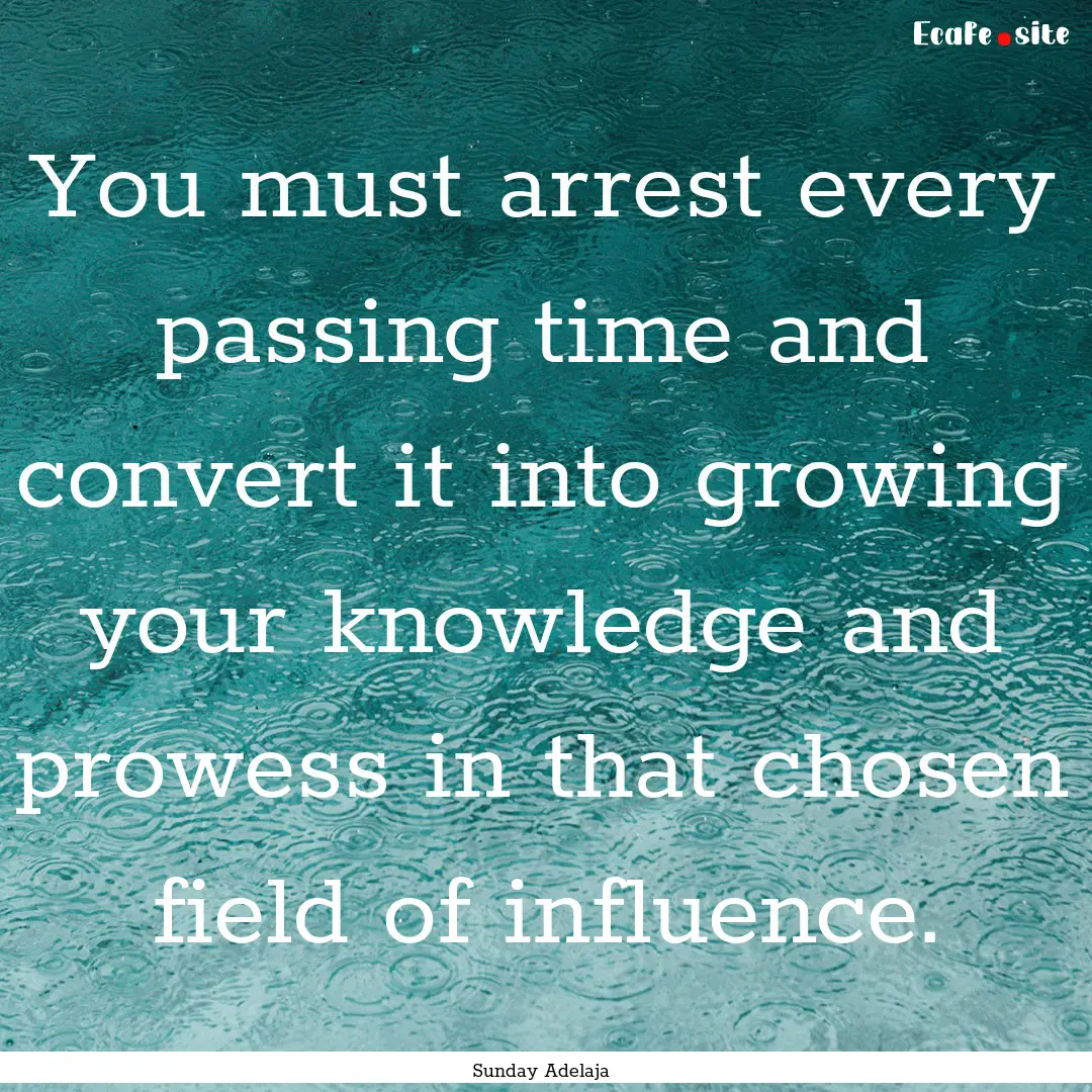 You must arrest every passing time and convert.... : Quote by Sunday Adelaja