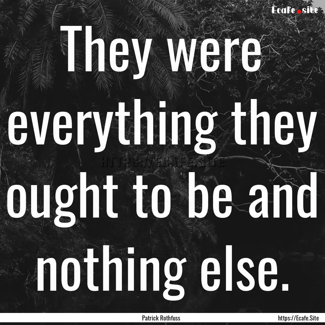 They were everything they ought to be and.... : Quote by Patrick Rothfuss