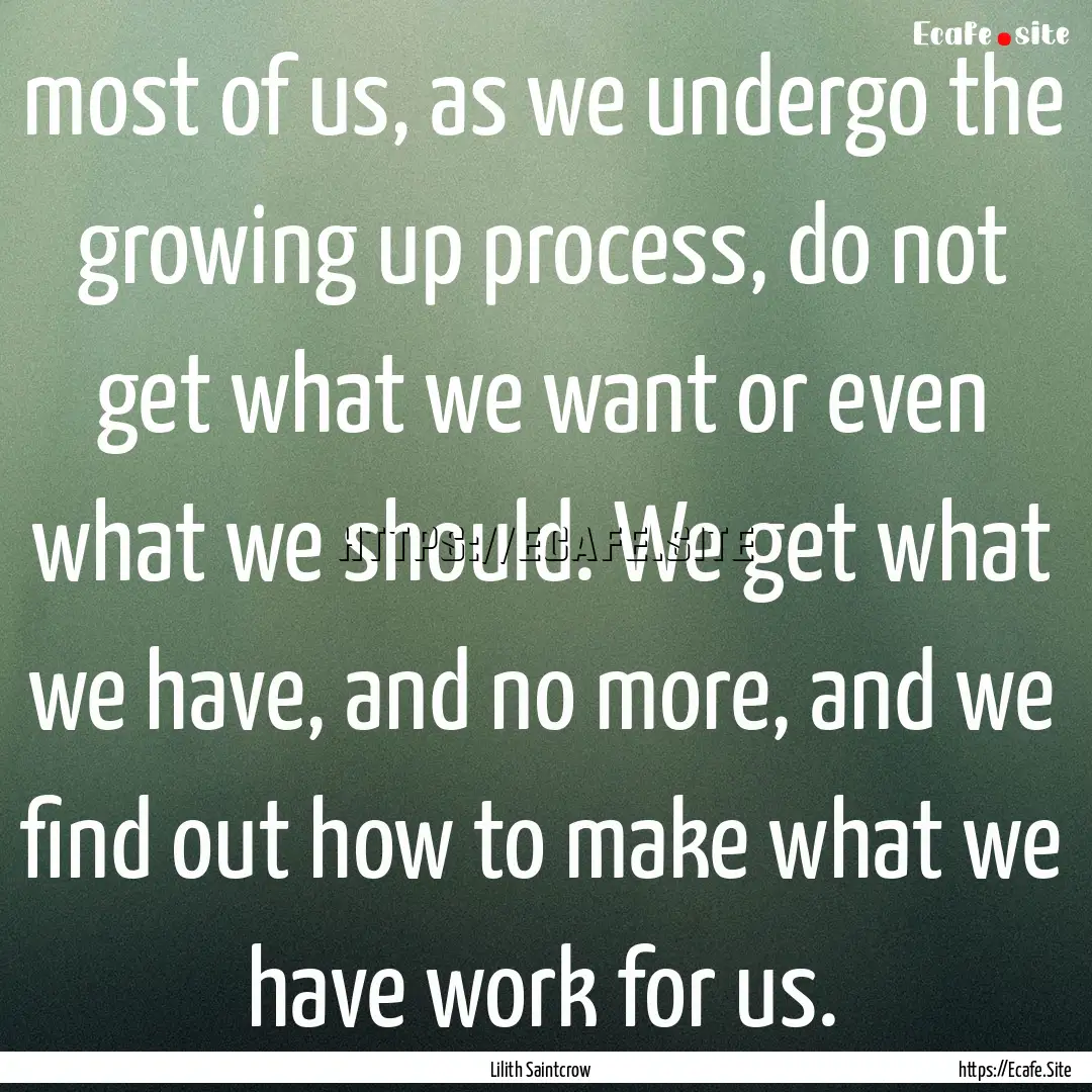 most of us, as we undergo the growing up.... : Quote by Lilith Saintcrow