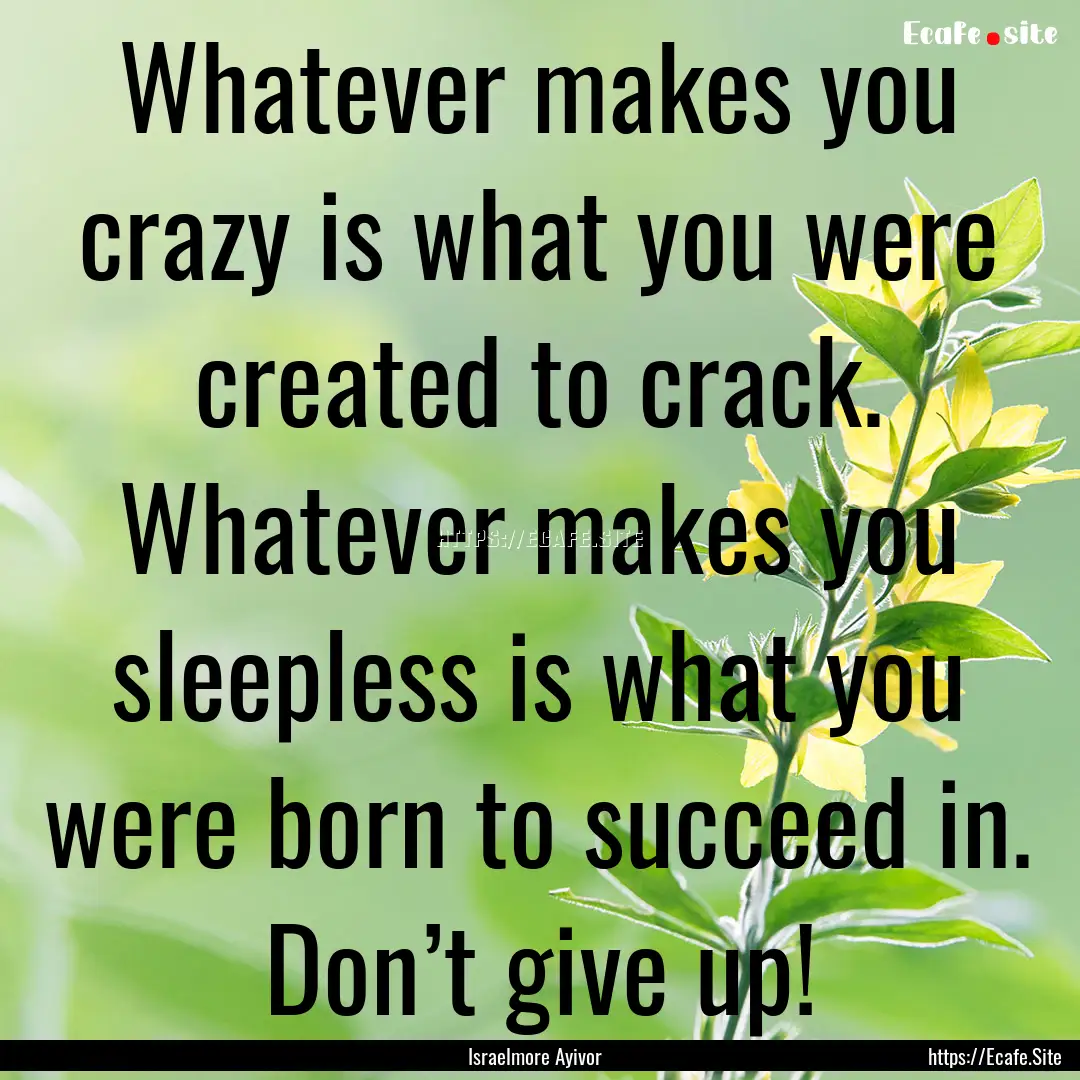 Whatever makes you crazy is what you were.... : Quote by Israelmore Ayivor