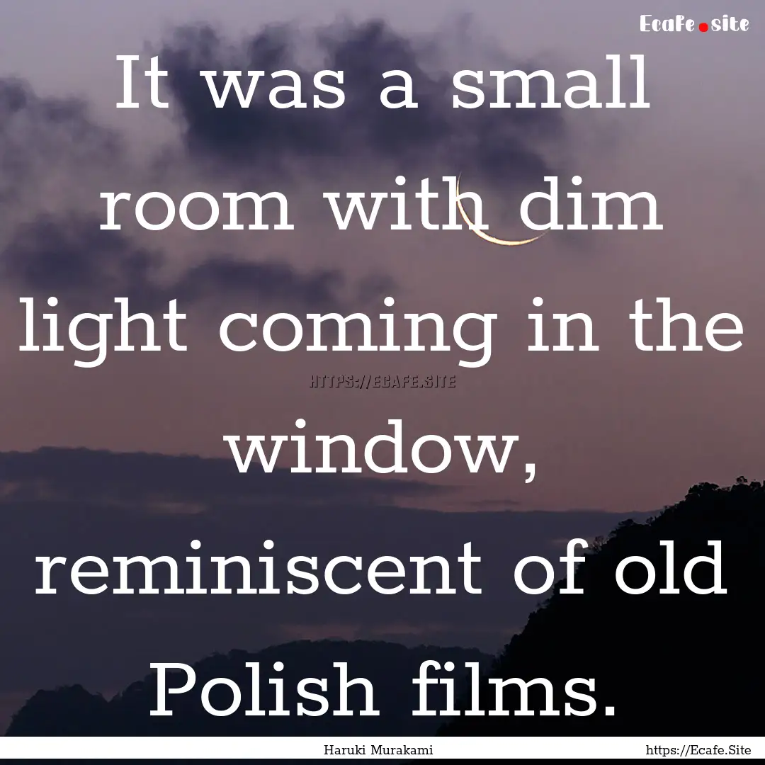 It was a small room with dim light coming.... : Quote by Haruki Murakami