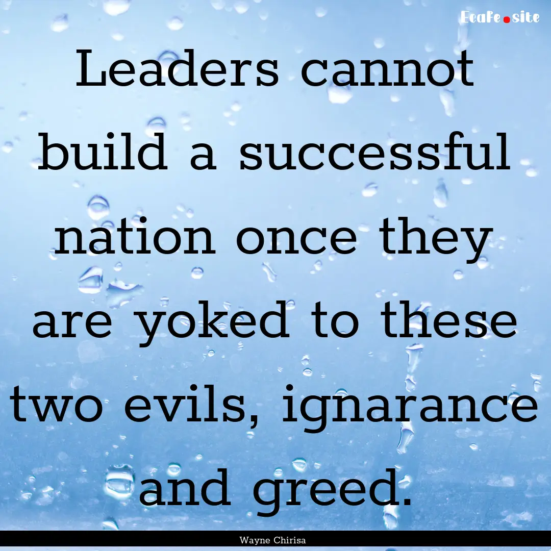 Leaders cannot build a successful nation.... : Quote by Wayne Chirisa