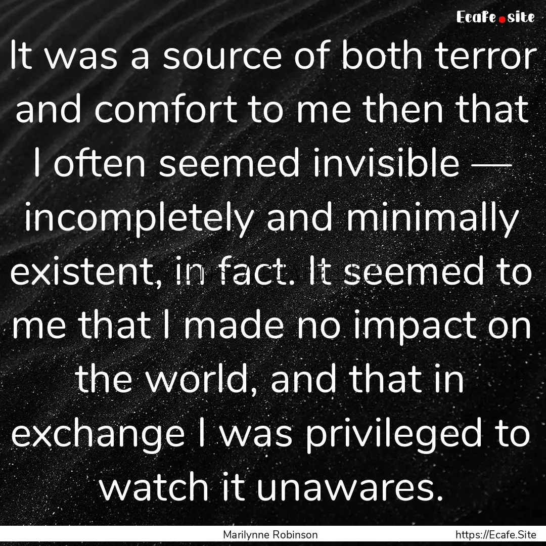 It was a source of both terror and comfort.... : Quote by Marilynne Robinson