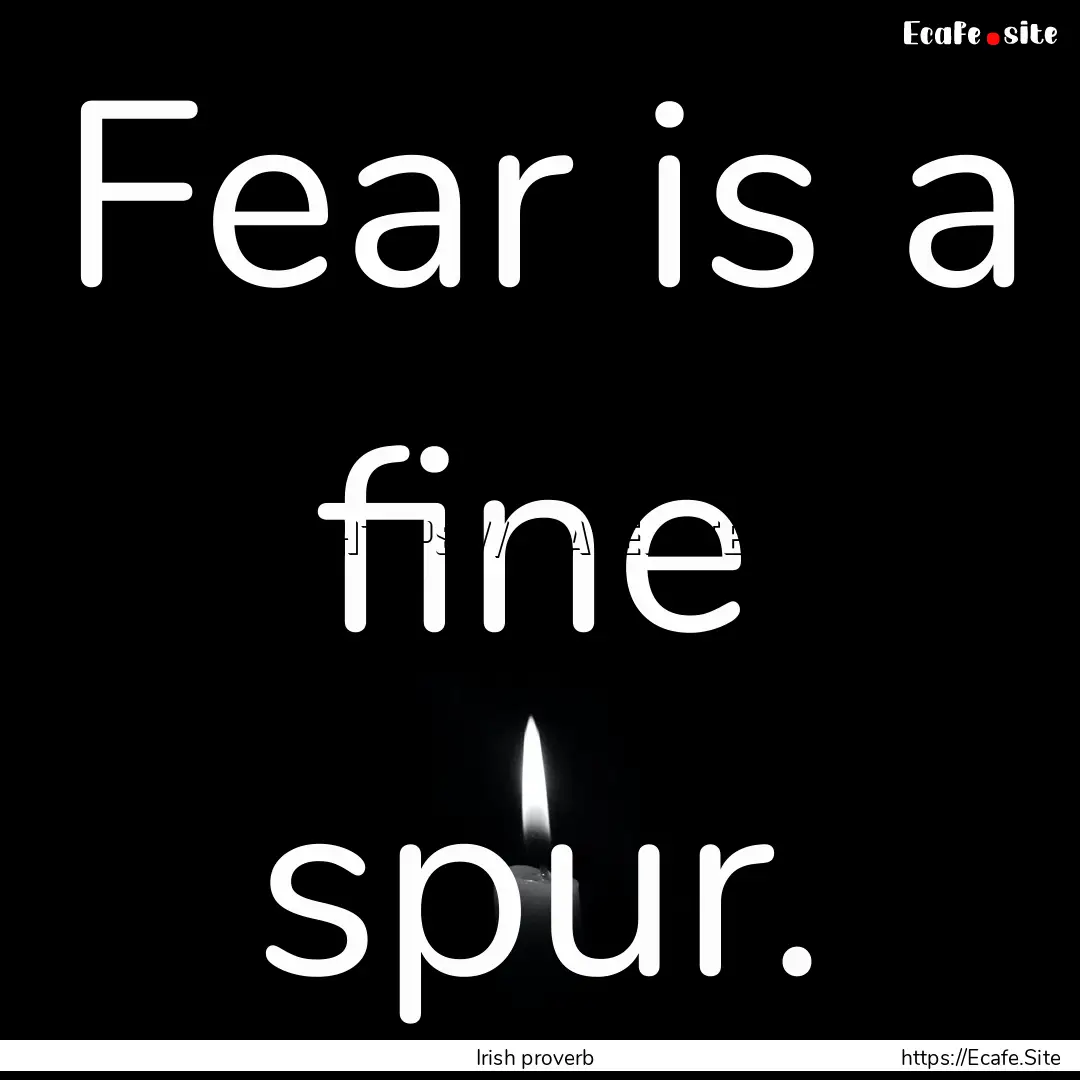 Fear is a fine spur. : Quote by Irish proverb