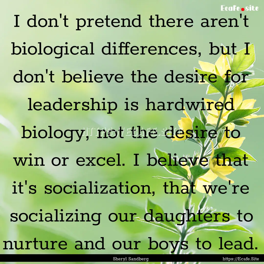 I don't pretend there aren't biological differences,.... : Quote by Sheryl Sandberg