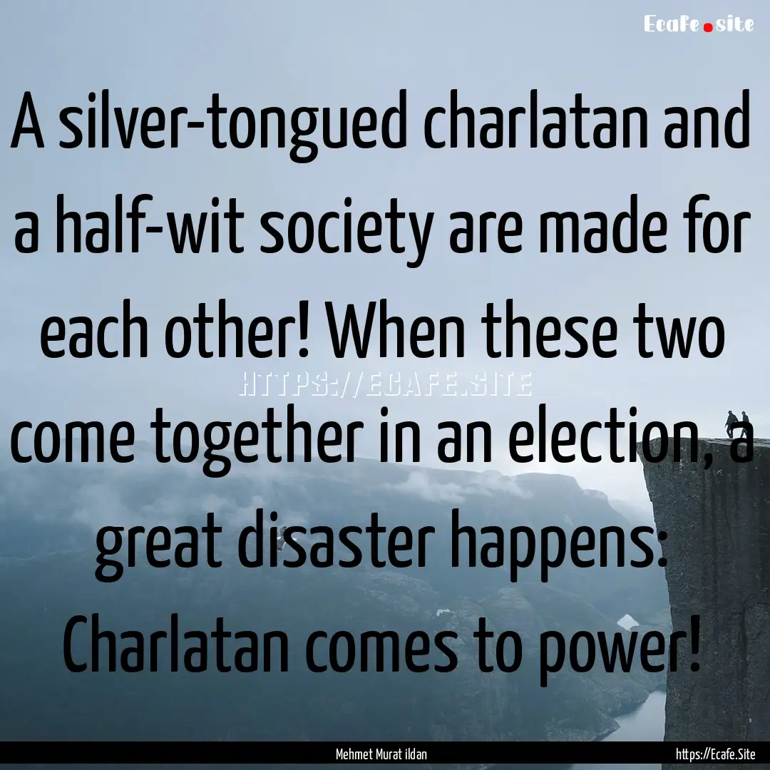 A silver-tongued charlatan and a half-wit.... : Quote by Mehmet Murat ildan