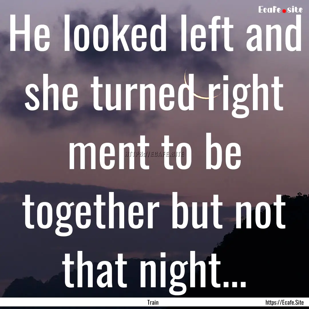 He looked left and she turned right ment.... : Quote by Train