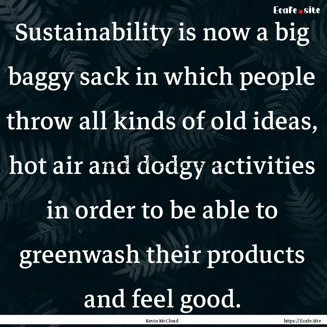 Sustainability is now a big baggy sack in.... : Quote by Kevin McCloud