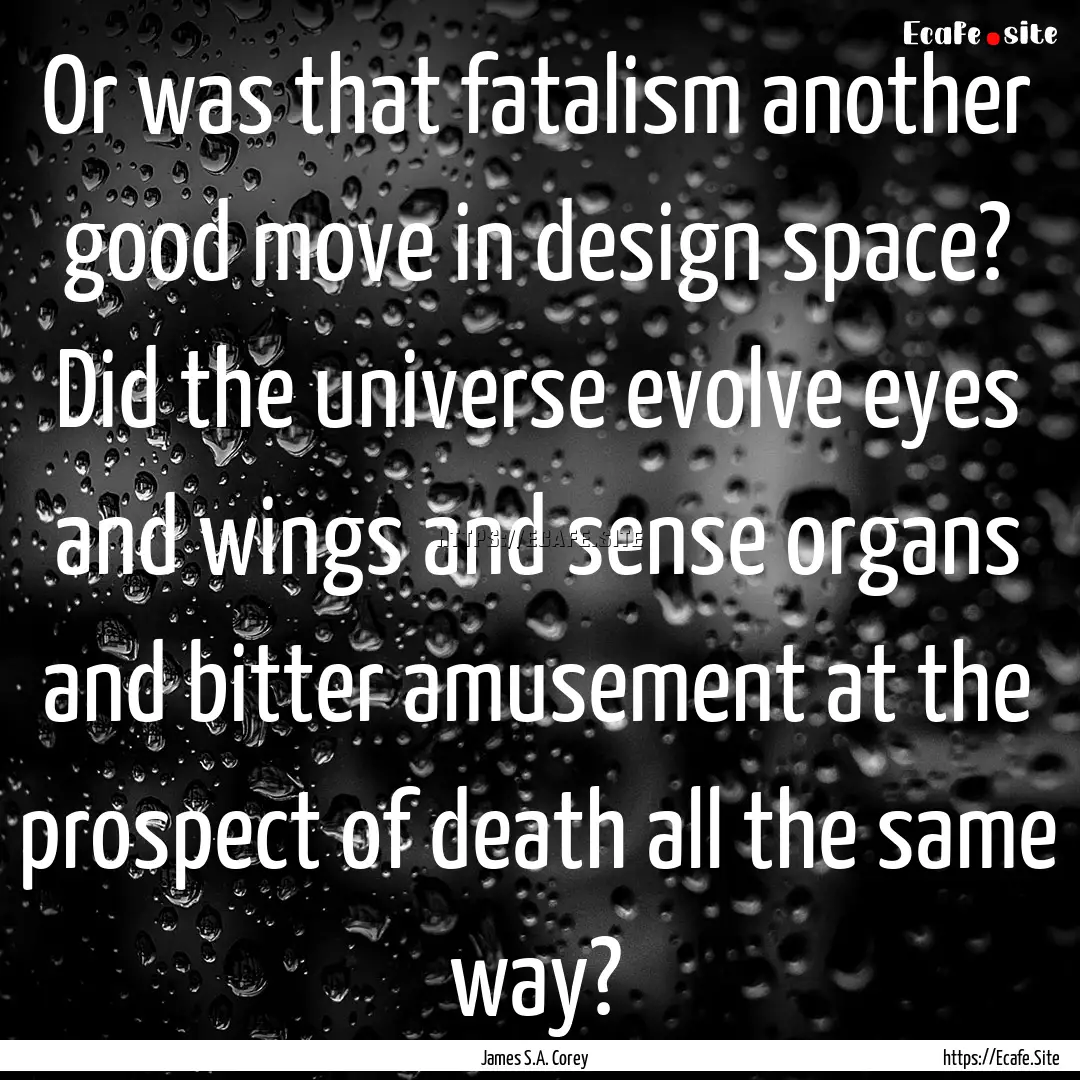 Or was that fatalism another good move in.... : Quote by James S.A. Corey