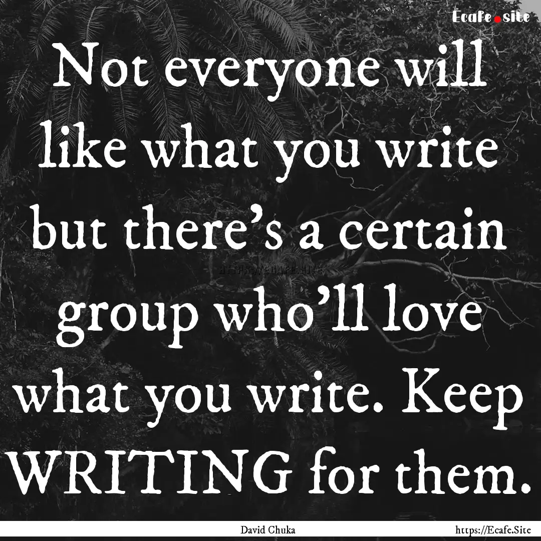 Not everyone will like what you write but.... : Quote by David Chuka