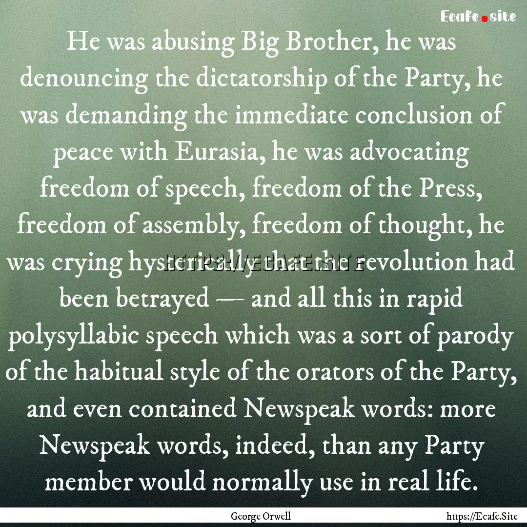 He was abusing Big Brother, he was denouncing.... : Quote by George Orwell