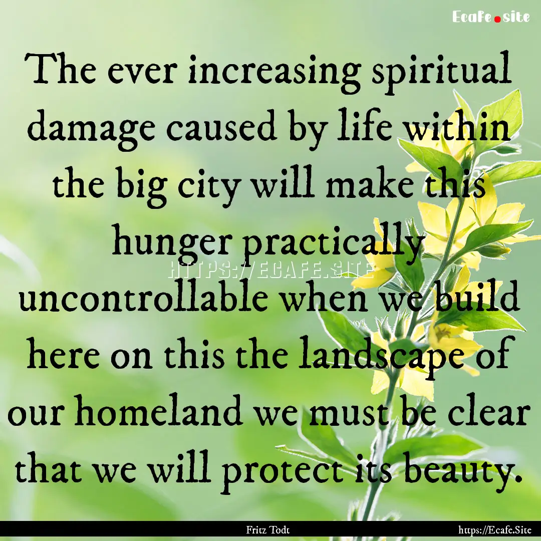 The ever increasing spiritual damage caused.... : Quote by Fritz Todt