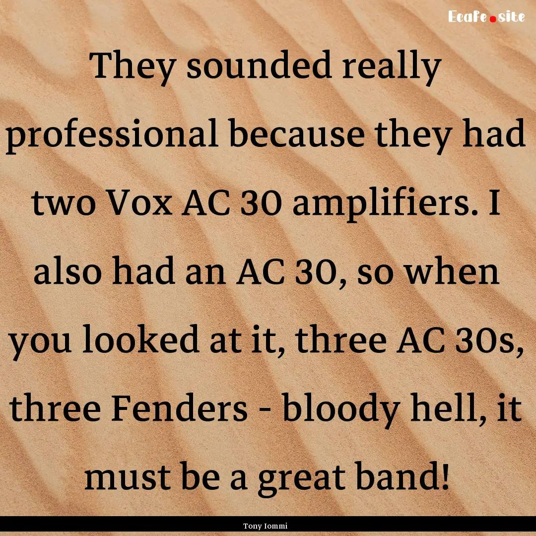 They sounded really professional because.... : Quote by Tony Iommi