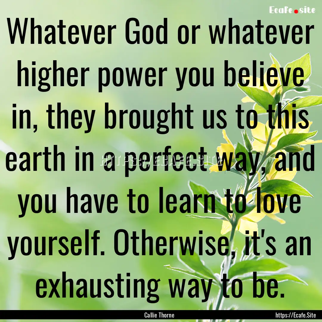 Whatever God or whatever higher power you.... : Quote by Callie Thorne