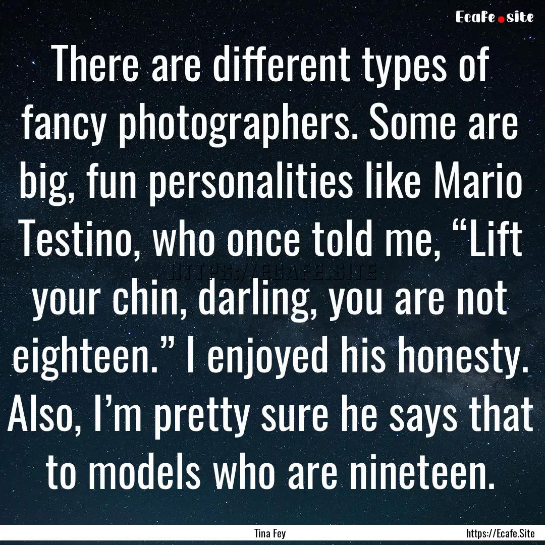 There are different types of fancy photographers..... : Quote by Tina Fey