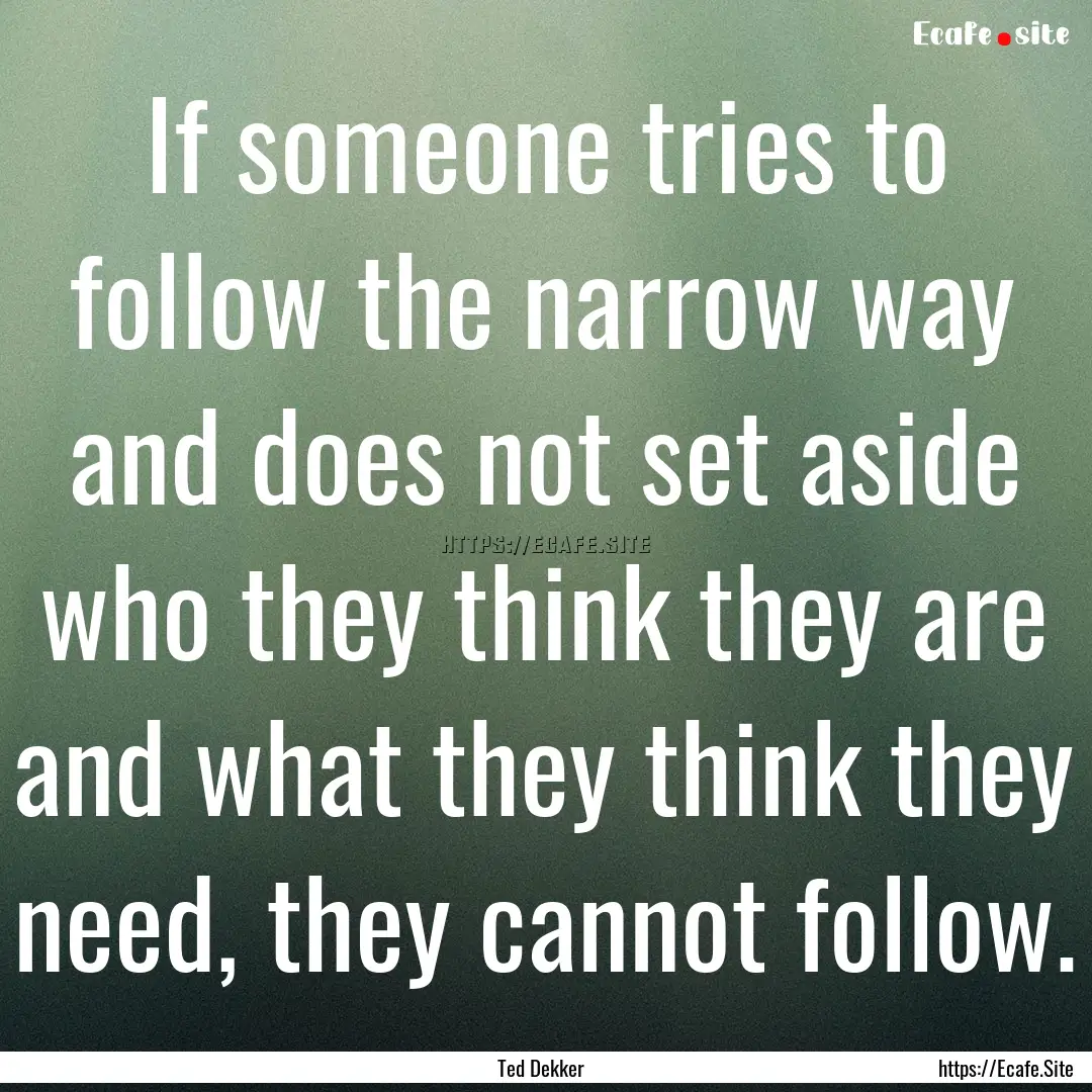 If someone tries to follow the narrow way.... : Quote by Ted Dekker