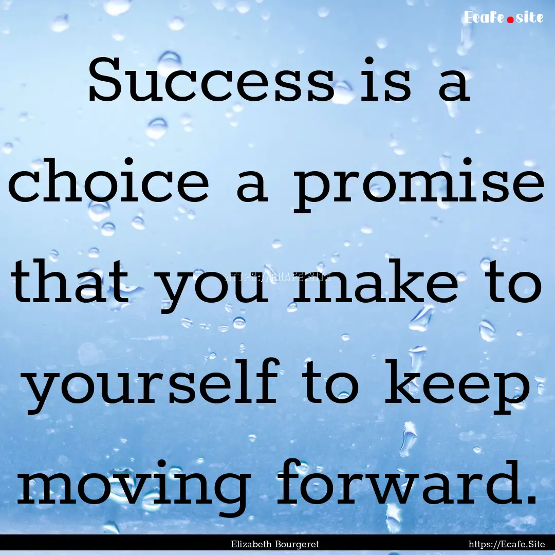 Success is a choice a promise that you make.... : Quote by Elizabeth Bourgeret