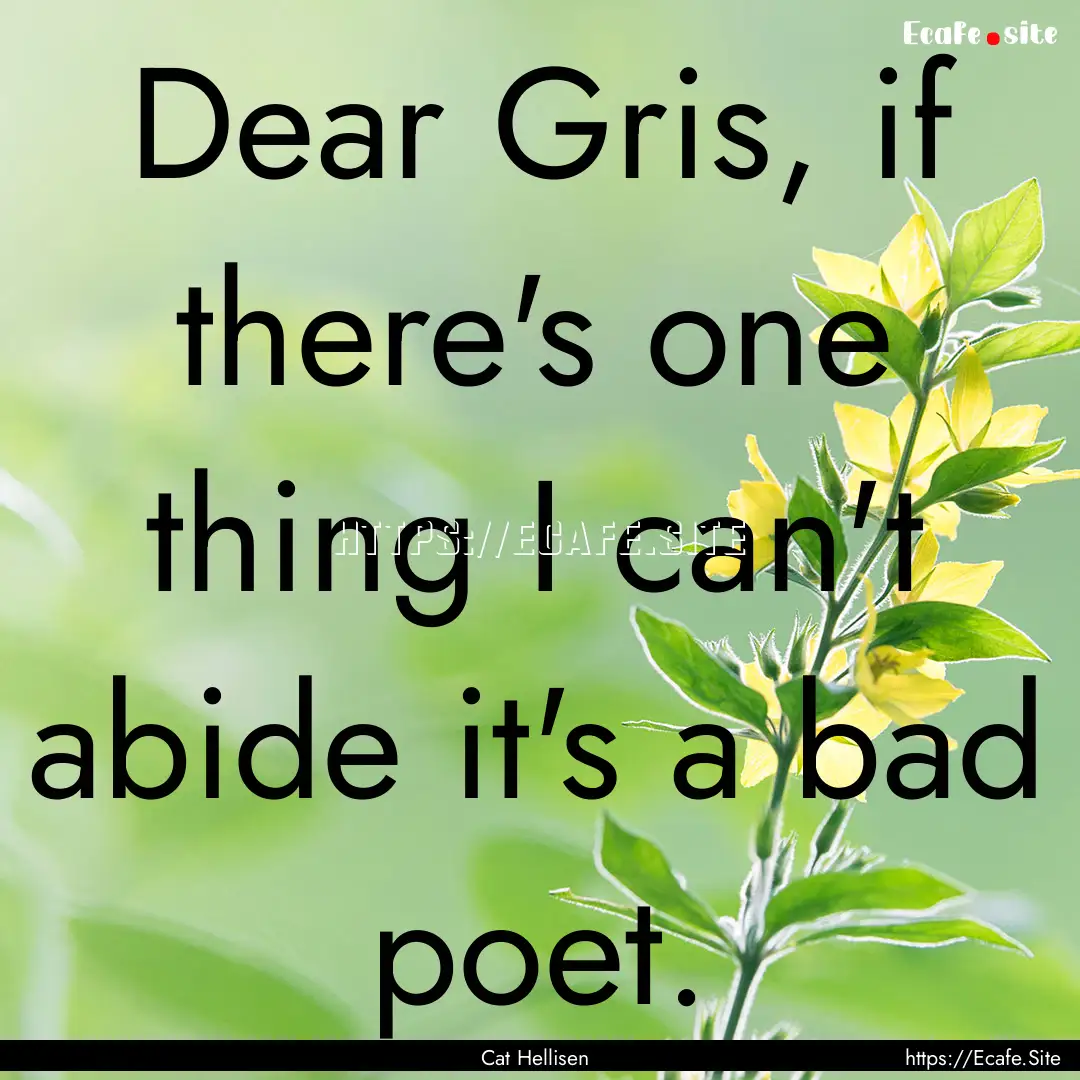 Dear Gris, if there's one thing I can't abide.... : Quote by Cat Hellisen