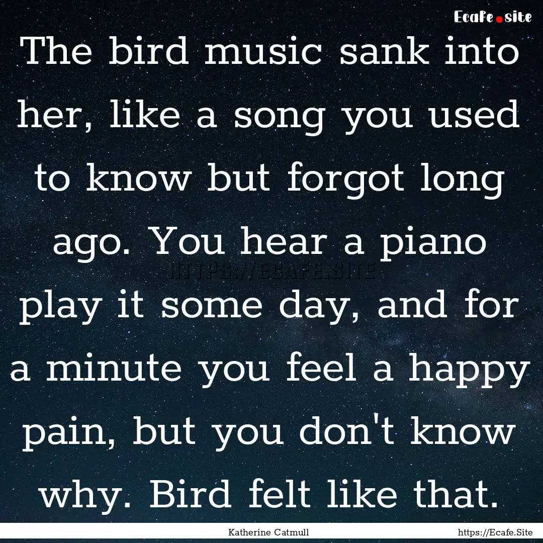 The bird music sank into her, like a song.... : Quote by Katherine Catmull