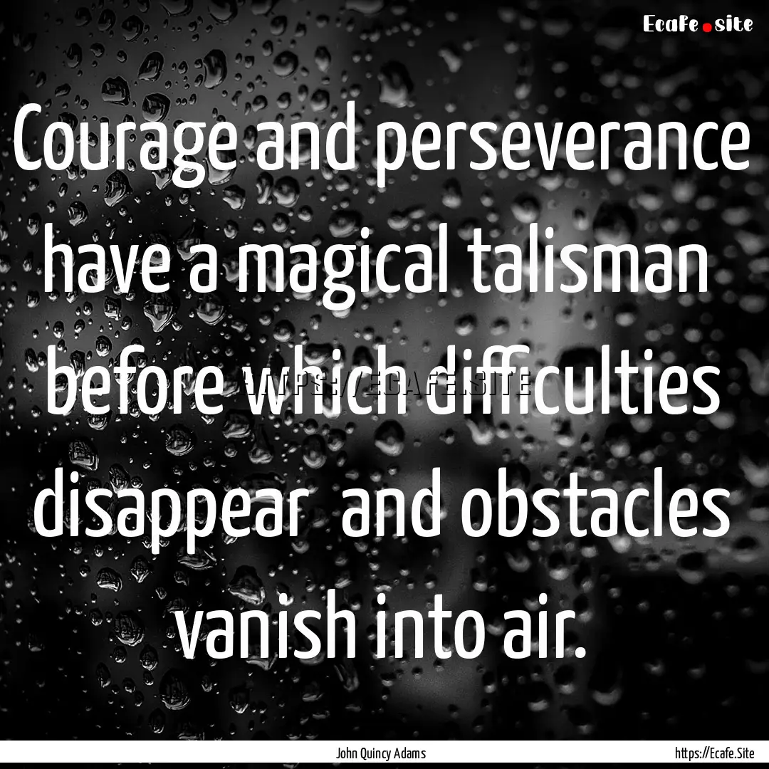 Courage and perseverance have a magical talisman.... : Quote by John Quincy Adams