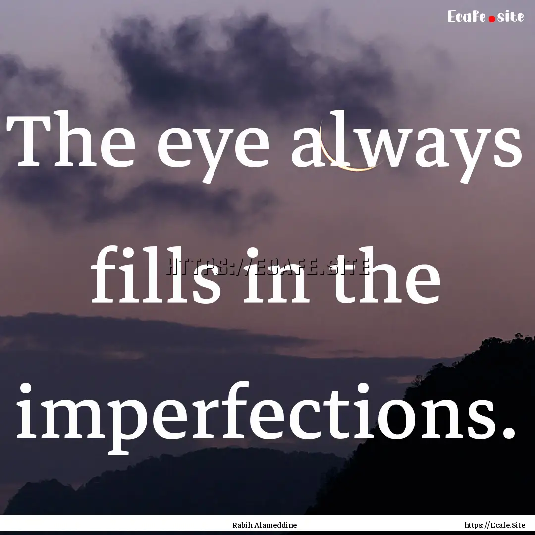 The eye always fills in the imperfections..... : Quote by Rabih Alameddine