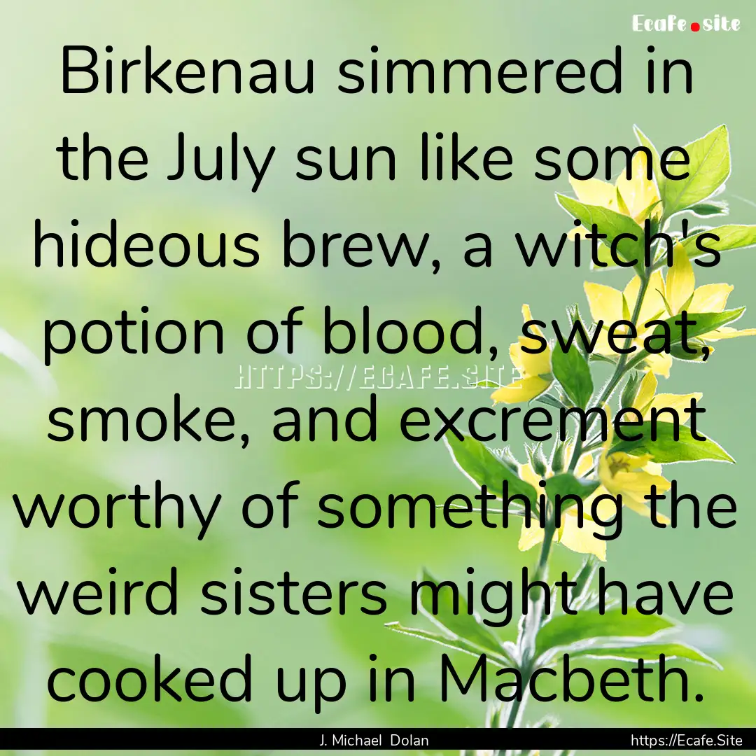 Birkenau simmered in the July sun like some.... : Quote by J. Michael Dolan