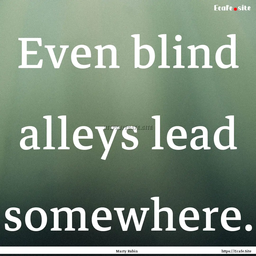 Even blind alleys lead somewhere. : Quote by Marty Rubin