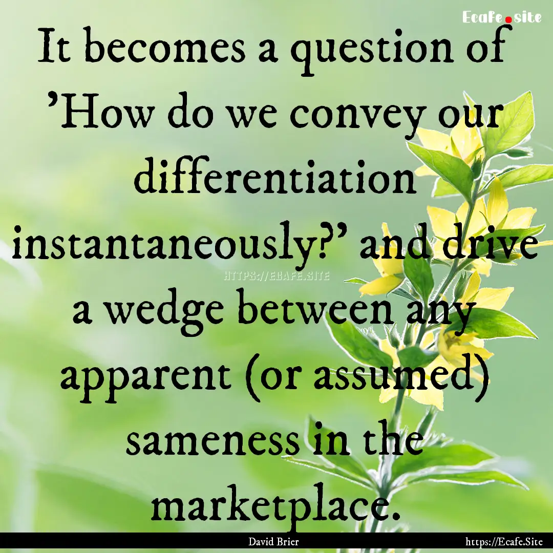 It becomes a question of 'How do we convey.... : Quote by David Brier