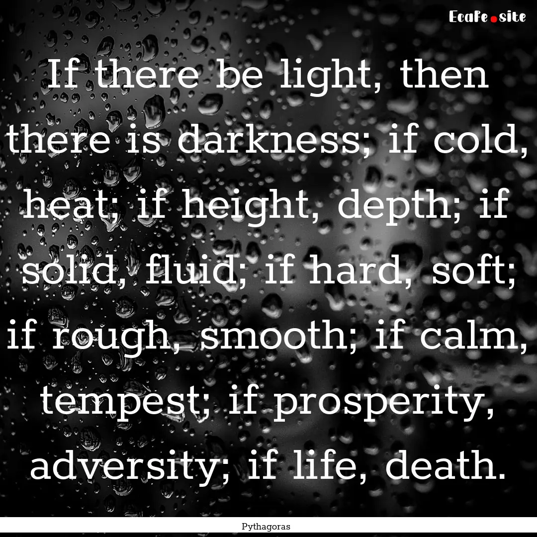 If there be light, then there is darkness;.... : Quote by Pythagoras