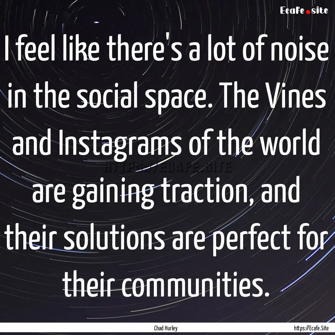 I feel like there's a lot of noise in the.... : Quote by Chad Hurley