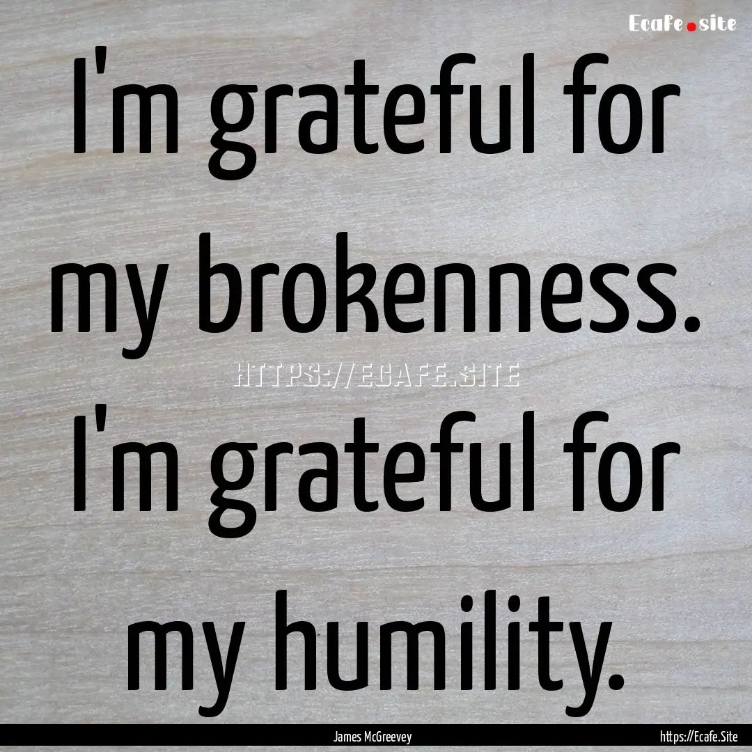 I'm grateful for my brokenness. I'm grateful.... : Quote by James McGreevey