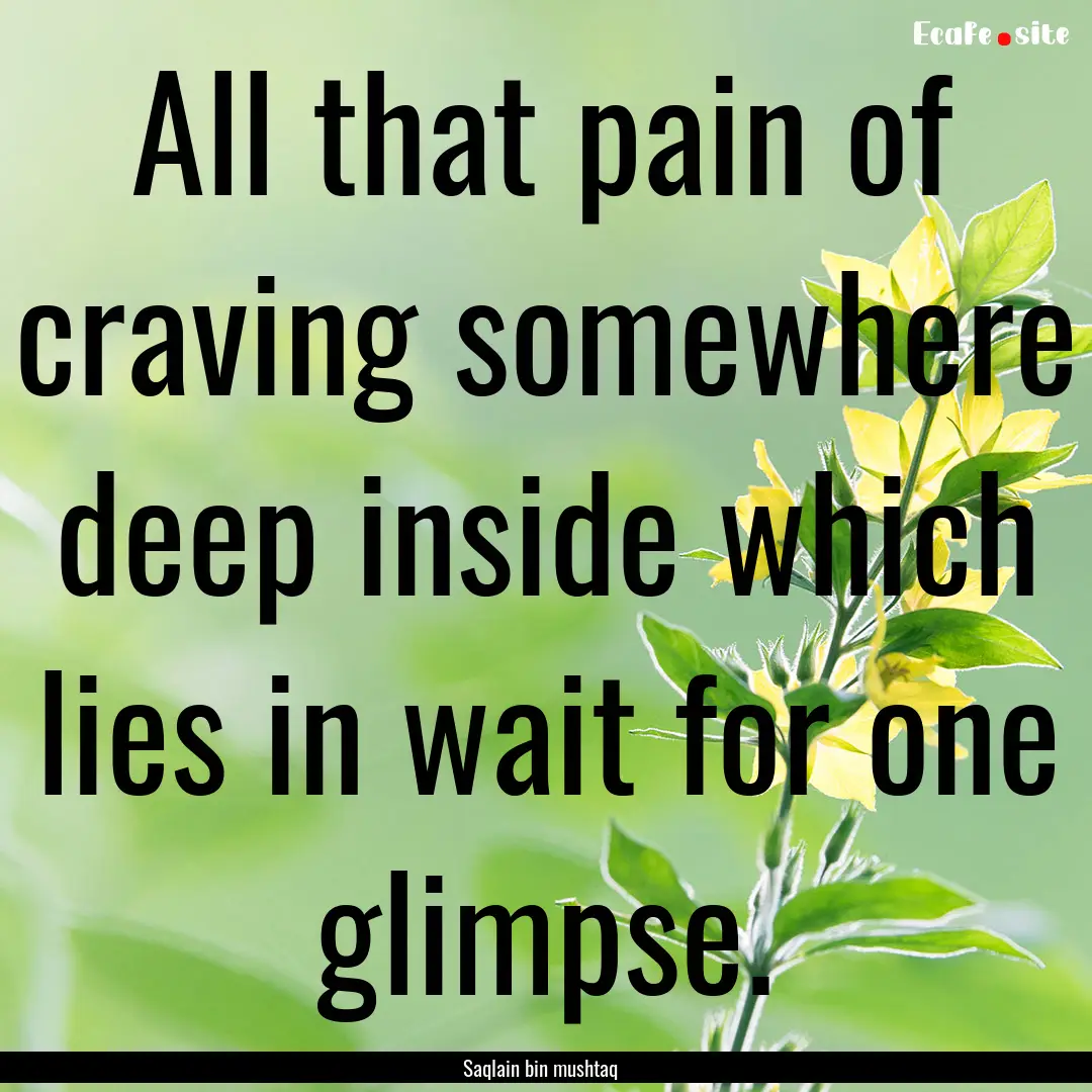 All that pain of craving somewhere deep inside.... : Quote by Saqlain bin mushtaq