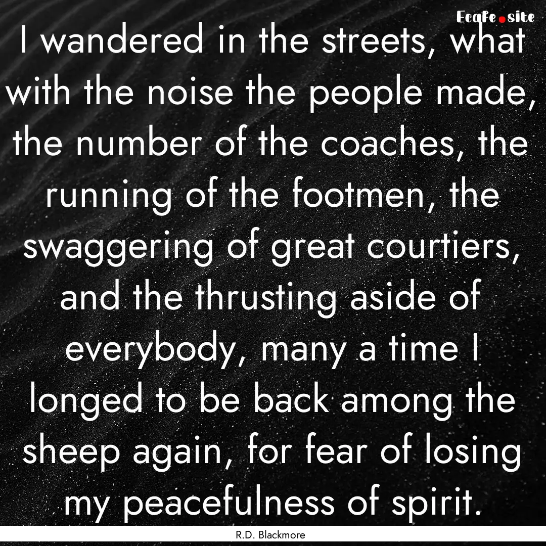 I wandered in the streets, what with the.... : Quote by R.D. Blackmore