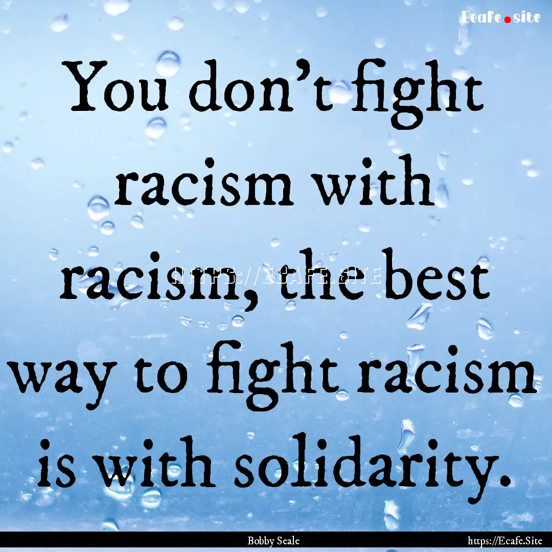 You don't fight racism with racism, the best.... : Quote by Bobby Seale