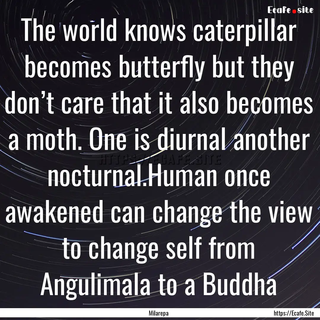 The world knows caterpillar becomes butterfly.... : Quote by Milarepa