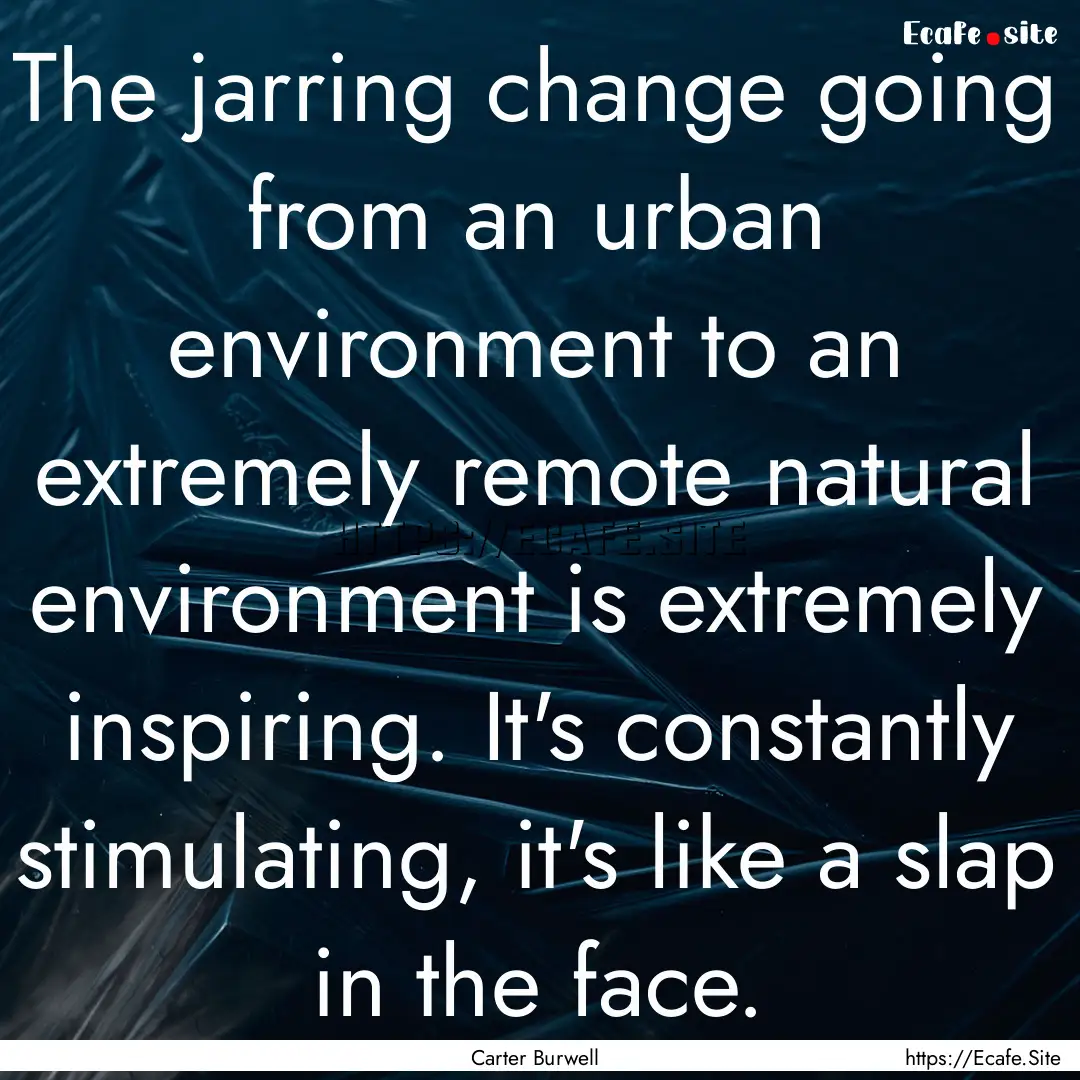 The jarring change going from an urban environment.... : Quote by Carter Burwell