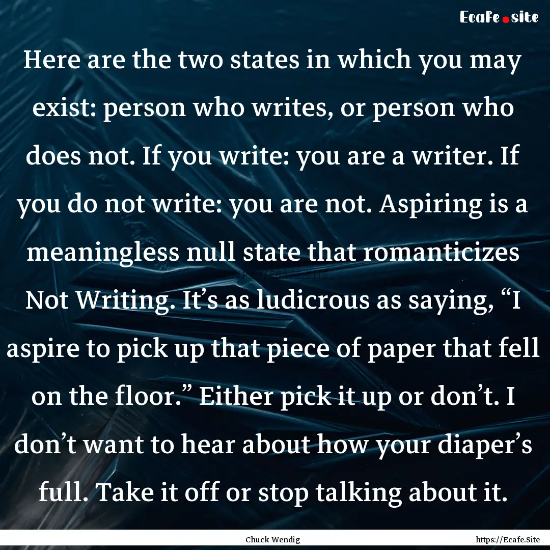 Here are the two states in which you may.... : Quote by Chuck Wendig