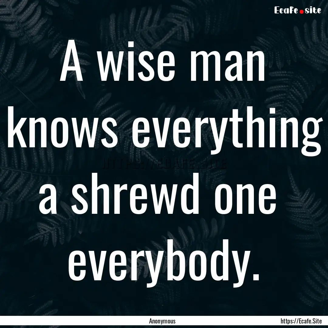 A wise man knows everything a shrewd one.... : Quote by Anonymous