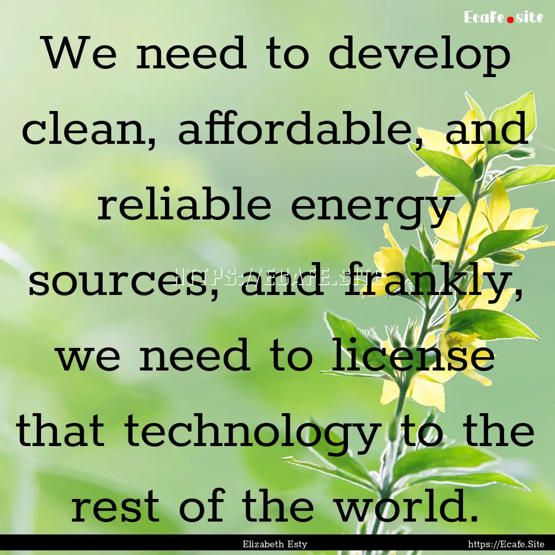 We need to develop clean, affordable, and.... : Quote by Elizabeth Esty