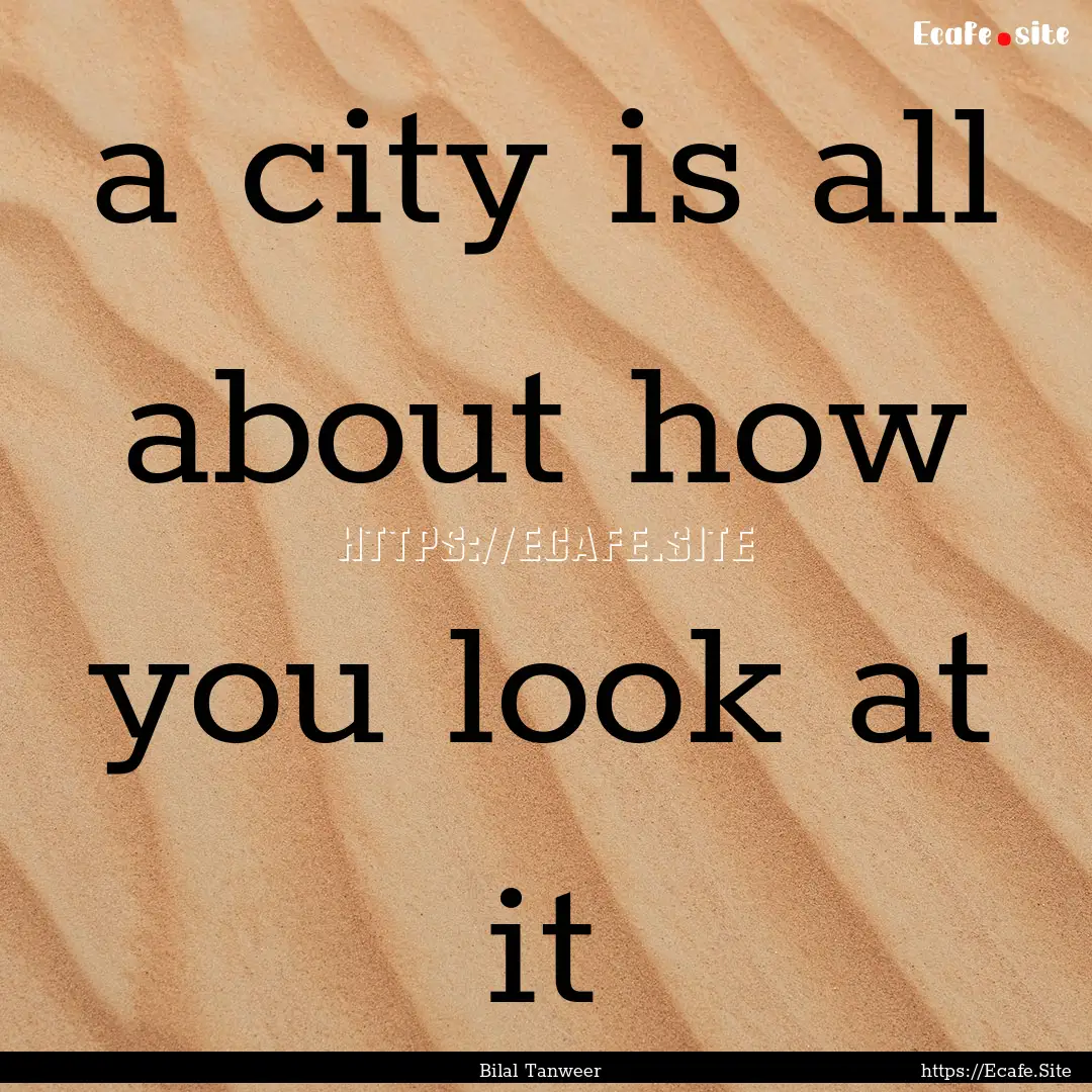 a city is all about how you look at it : Quote by Bilal Tanweer