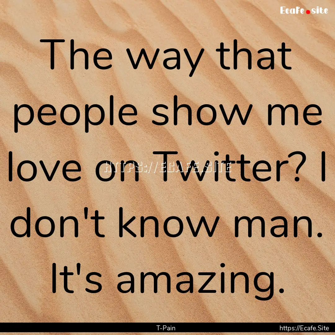 The way that people show me love on Twitter?.... : Quote by T-Pain