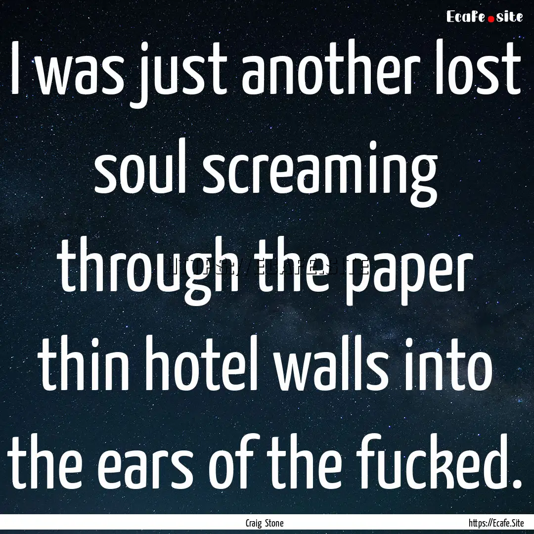 I was just another lost soul screaming through.... : Quote by Craig Stone