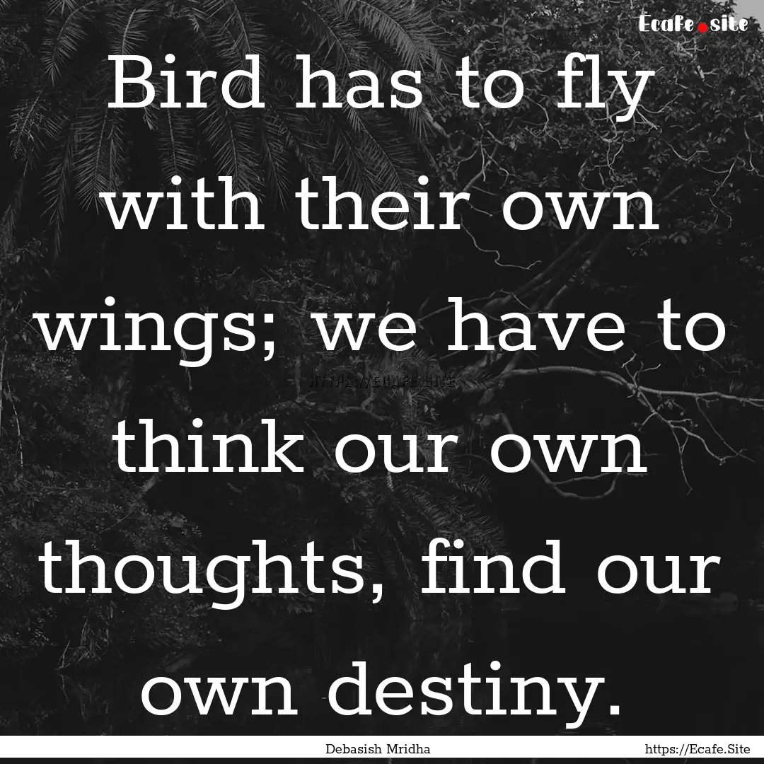 Bird has to fly with their own wings; we.... : Quote by Debasish Mridha