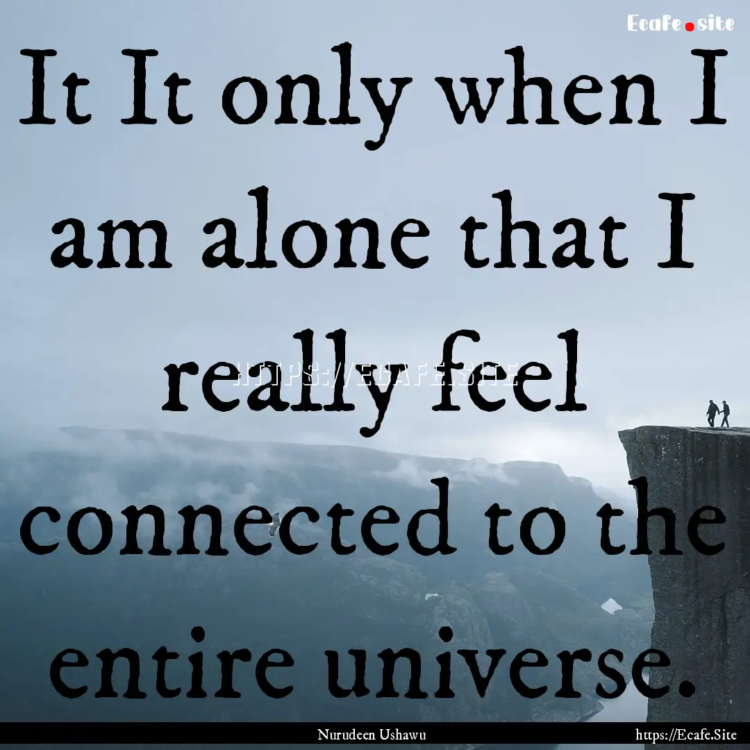 It It only when I am alone that I really.... : Quote by Nurudeen Ushawu