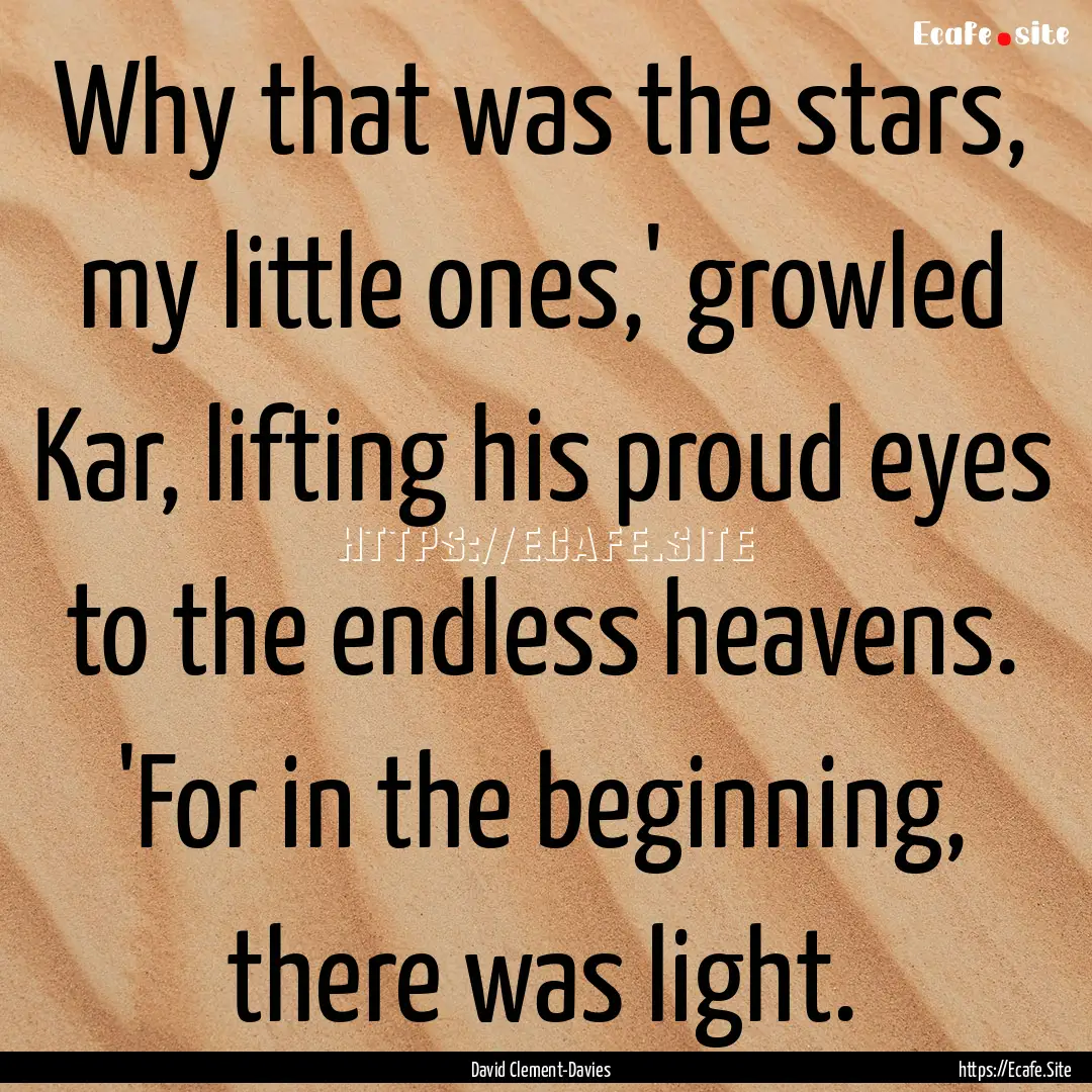 Why that was the stars, my little ones,'.... : Quote by David Clement-Davies