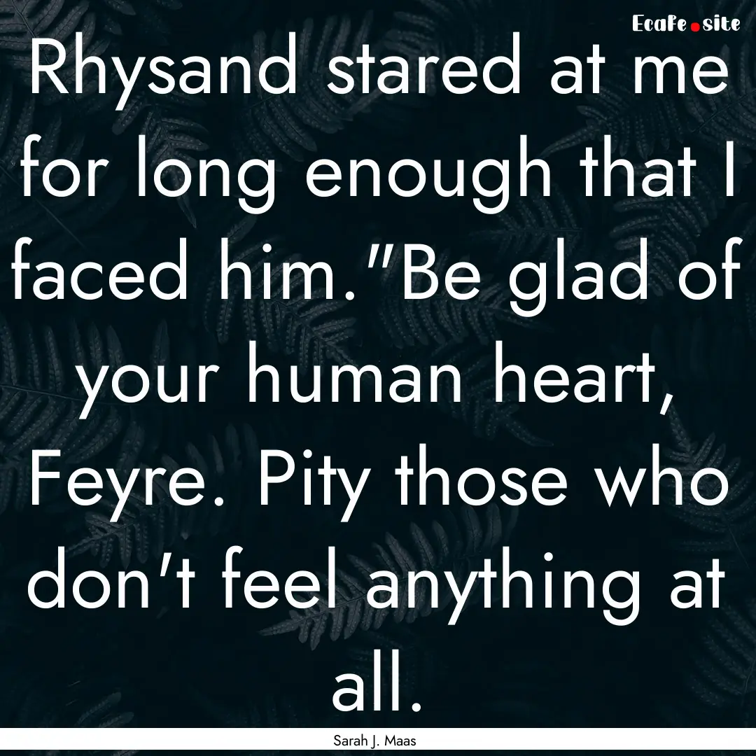 Rhysand stared at me for long enough that.... : Quote by Sarah J. Maas