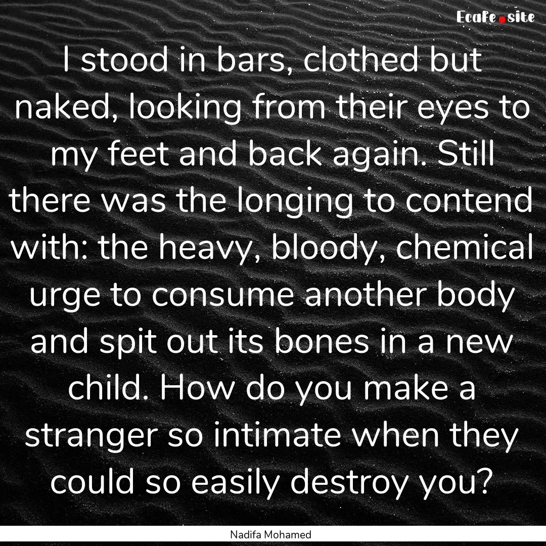 I stood in bars, clothed but naked, looking.... : Quote by Nadifa Mohamed