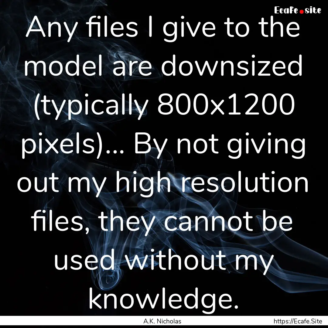 Any files I give to the model are downsized.... : Quote by A.K. Nicholas